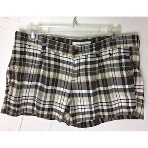 Y2K Abercrombie‎ & Fitch Plaid Low Rise Chino Shorts Size 6 Preppy Retro Skater